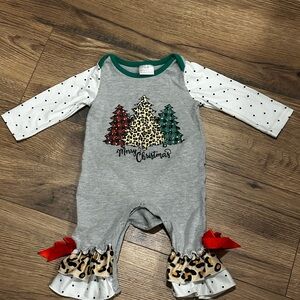 Boutique Holiday Baby Romper with Christmas Tree Design